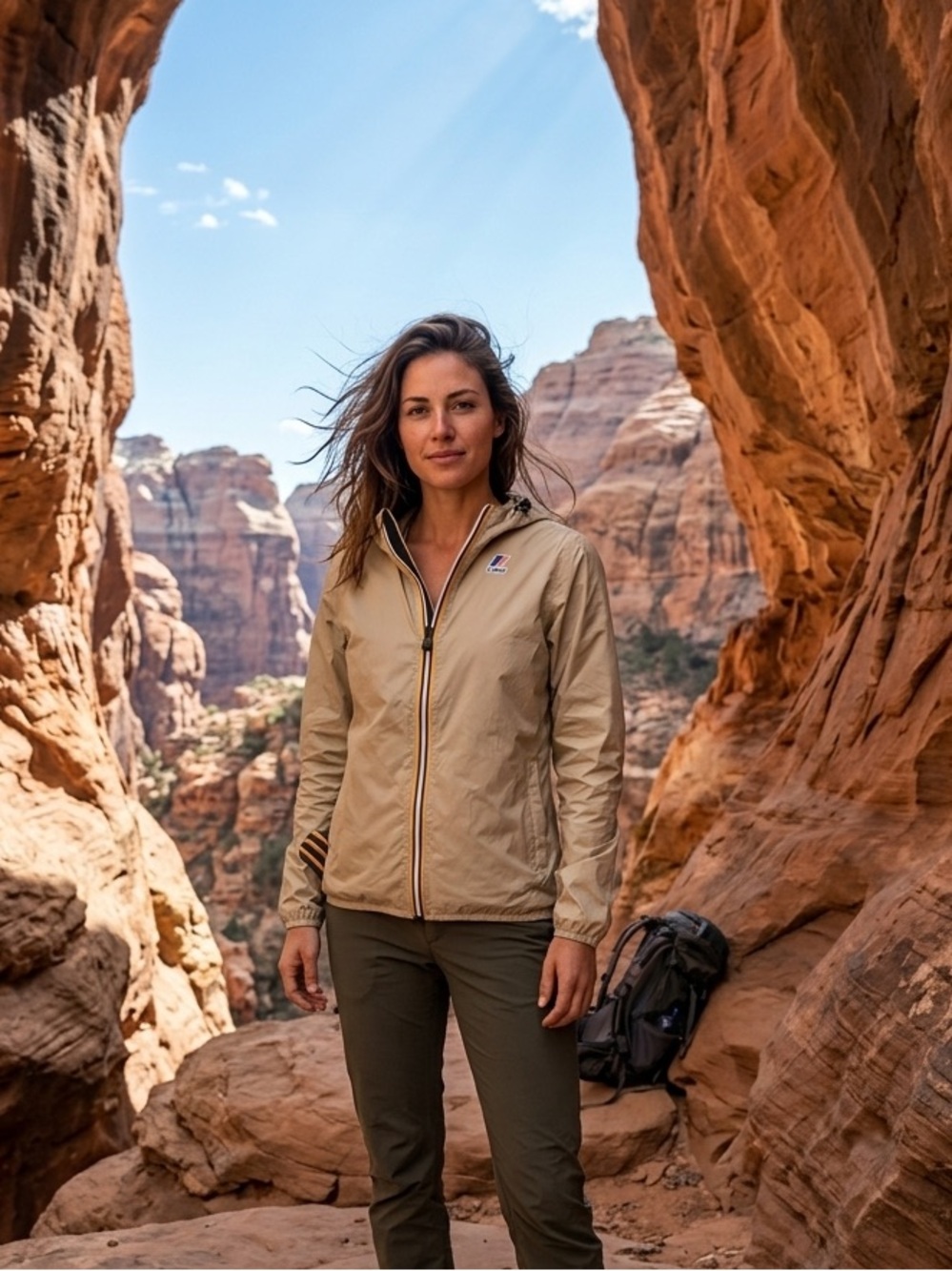 K-Way / Jcrew Women's Utility Hooded Jacket in Tan